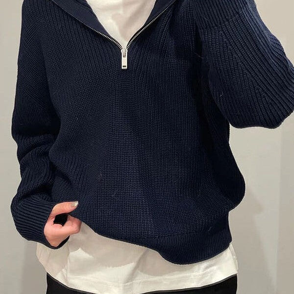 Half zip knit sweater
