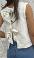 Open back bow sweater