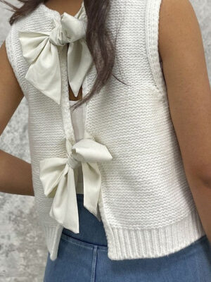 Open back bow sweater