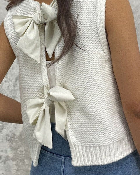 Open back bow sweater