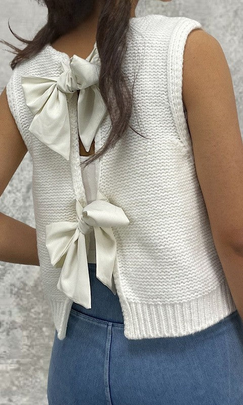 Open back bow sweater