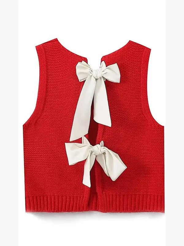 Open back bow sweater