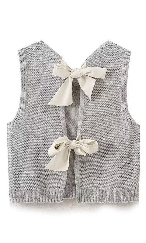 Open back bow sweater